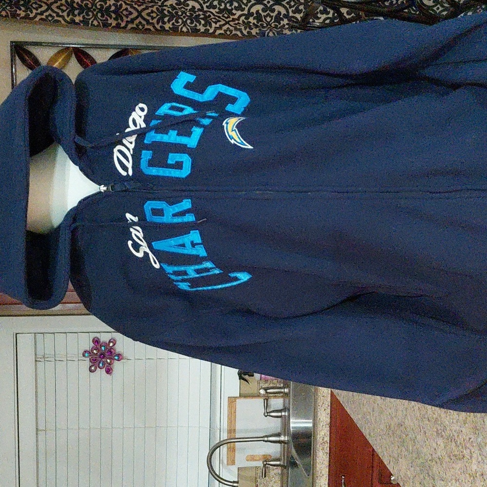 NFL San Diego Chargers Navy Blue Fleece Hooded Jacket Zip Up